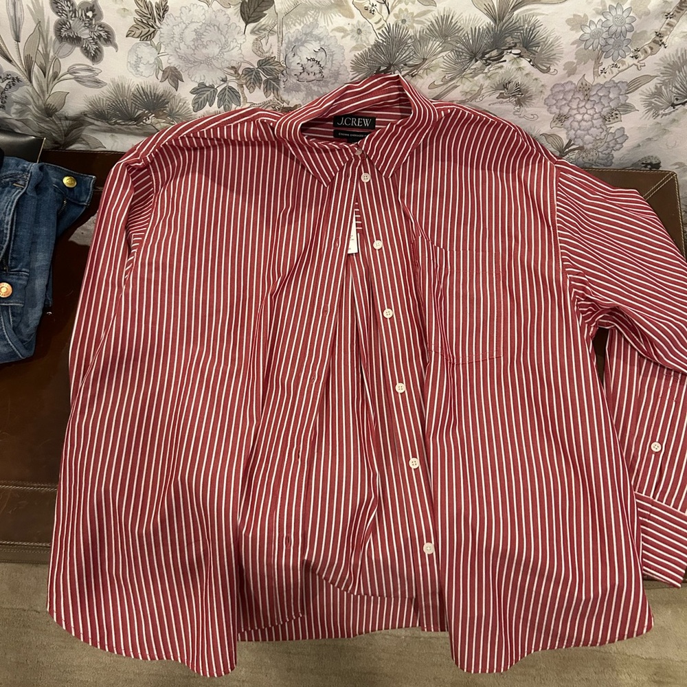 J. Crew Red Striped women’s  Shirt NEW WITH TAGS